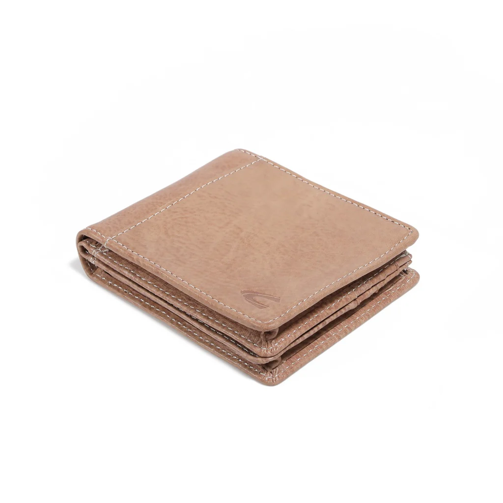 camel active Men's Genuine Cowhide Leather Bi Fold Wallet 8 Card Slots Drum Finished- Brown ESW9B11HBS9#BRN - Image 5