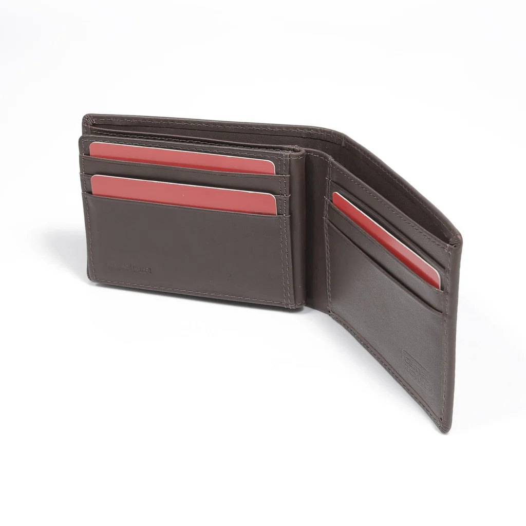 camel active Men's Genuine Cowhide Leather Bi Fold Wallet 9 Card Slots - Dark Brown SBF2B22WX2#DBN - Image 7