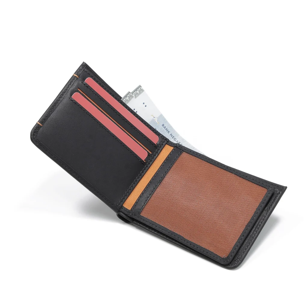 camel active Men's Genuine Cowhide Leather Bi Fold Wallet 9 Card Slots Wax Finished - Black SBF0809EC2#BLK - Image 7