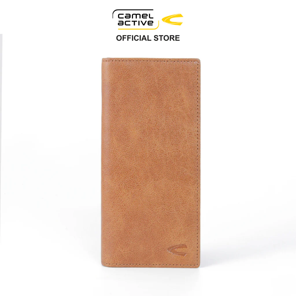 camel active Men's Genuine Cowhide Leather Long Wallet 12 Card Slots Milled Finished - Brown LW3608MG3#BRN