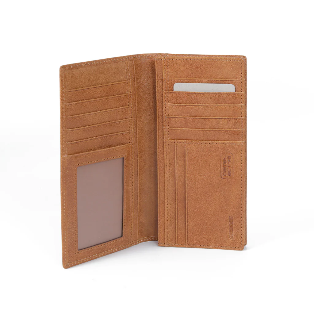 camel active Men's Genuine Cowhide Leather Long Wallet 12 Card Slots Milled Finished - Brown LW3608MG3#BRN - Image 4