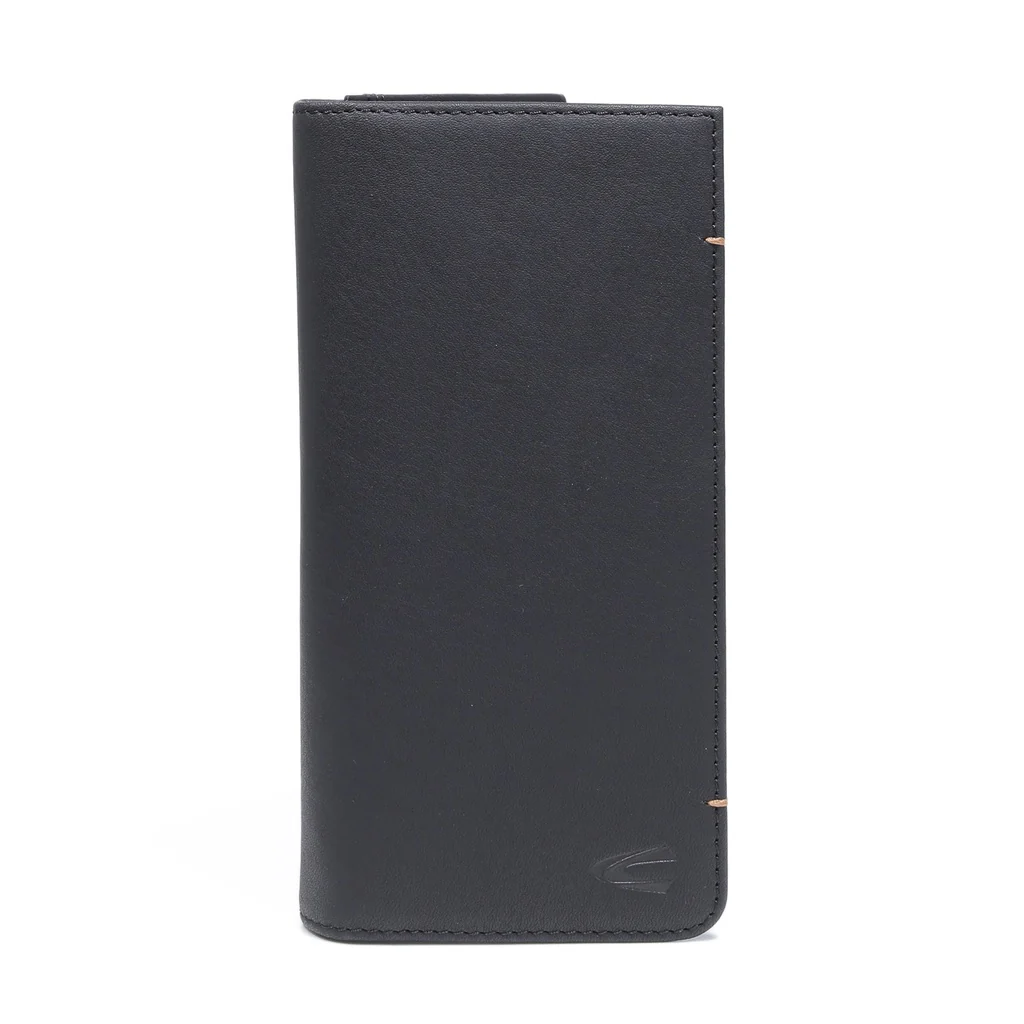 camel active Men's Genuine Cowhide Leather Long Wallet 12 Card Slots Wax Finished - Black LW0811EC2#BLK