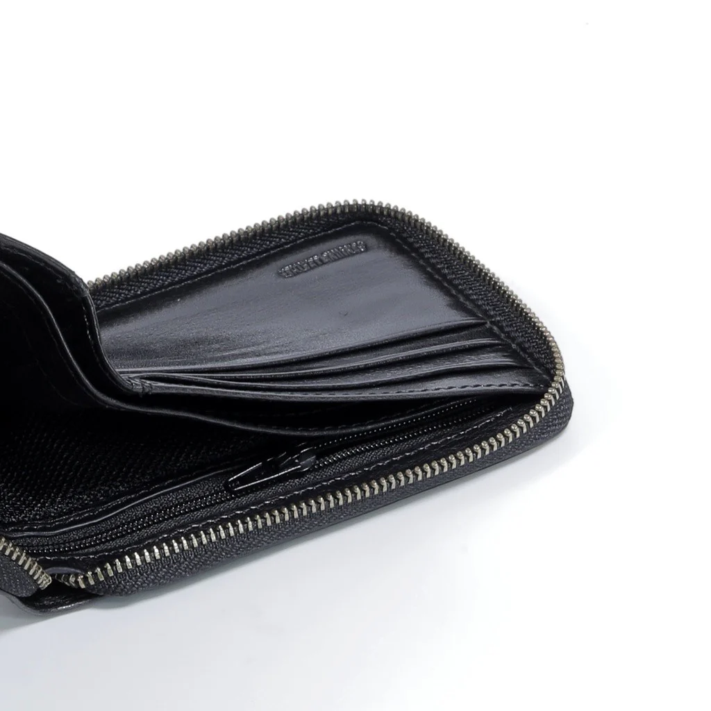 camel active Men's Genuine Cowhide Leather Zip Bi Fold Wallet 7 Card Slots Stamped Finished - Black ZSW2617AC2#BLK - Image 7