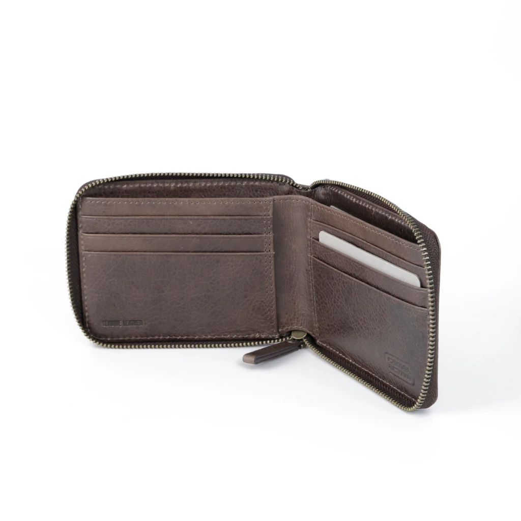 camel active Men's Genuine Cowhide Leather Zip Bi Fold Wallet 8 Card Slots - Dark Brown ZSW3619SO3#DBN - Image 4