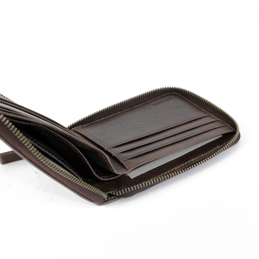 camel active Men's Genuine Cowhide Leather Zip Bi Fold Wallet 8 Card Slots - Dark Brown ZSW3619SO3#DBN - Image 5