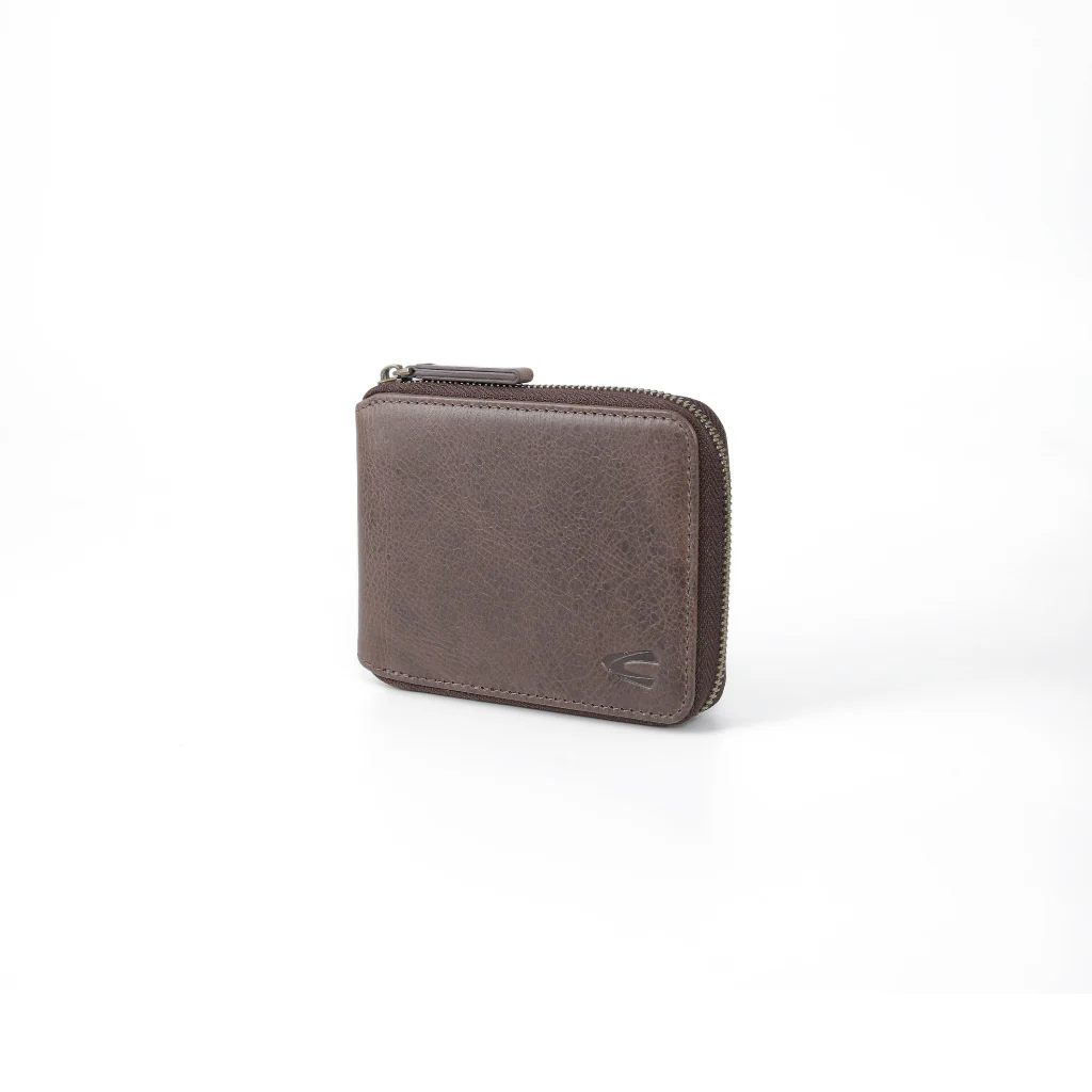 camel active Men's Genuine Cowhide Leather Zip Bi Fold Wallet 8 Card Slots - Dark Brown ZSW3619SO3#DBN - Image 7