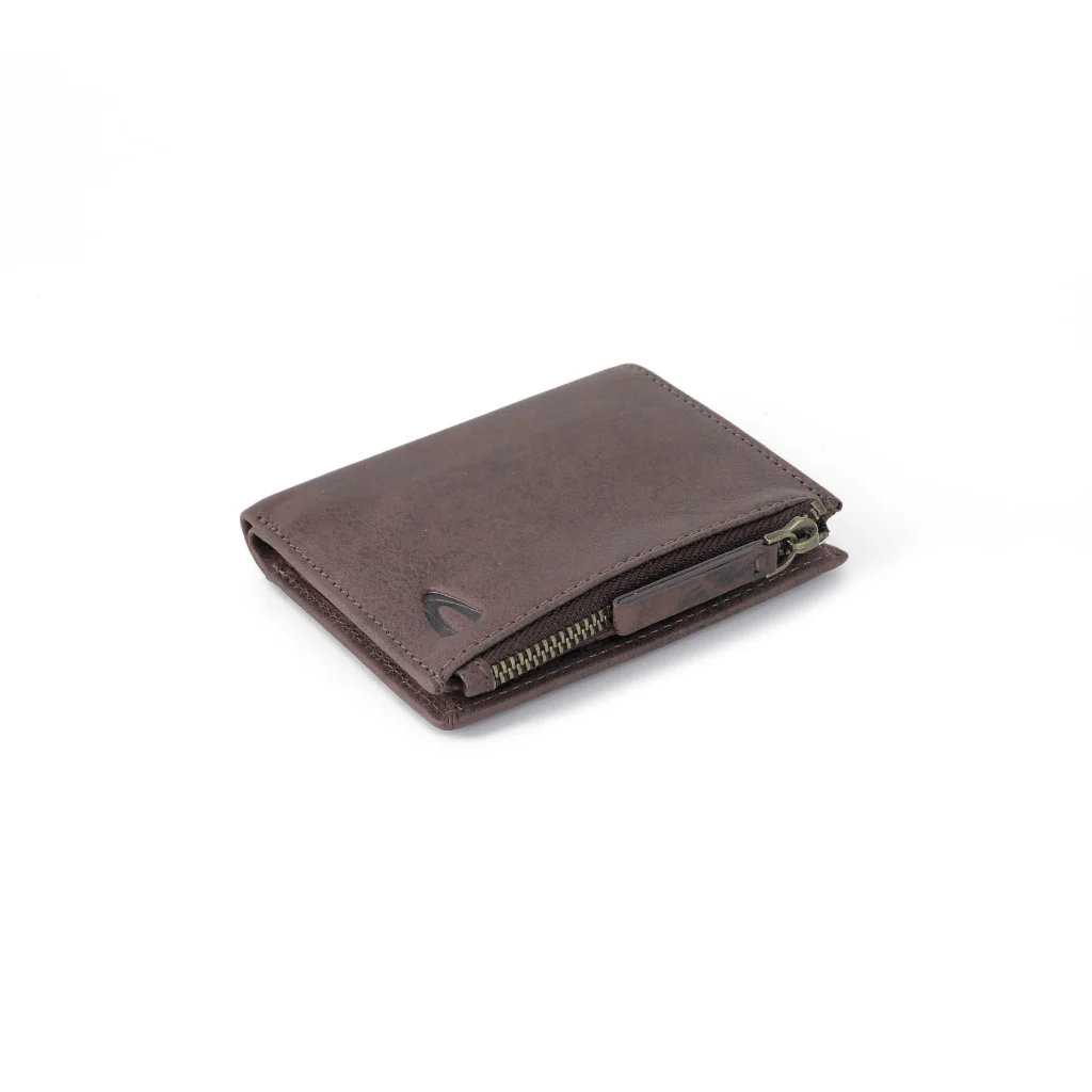 camel active Men's Genuine Cowhide Leather Zip Bi Fold Wallet 8 Card Slots - Dark Brown ZVCW3610SG3#DBN - Image 5