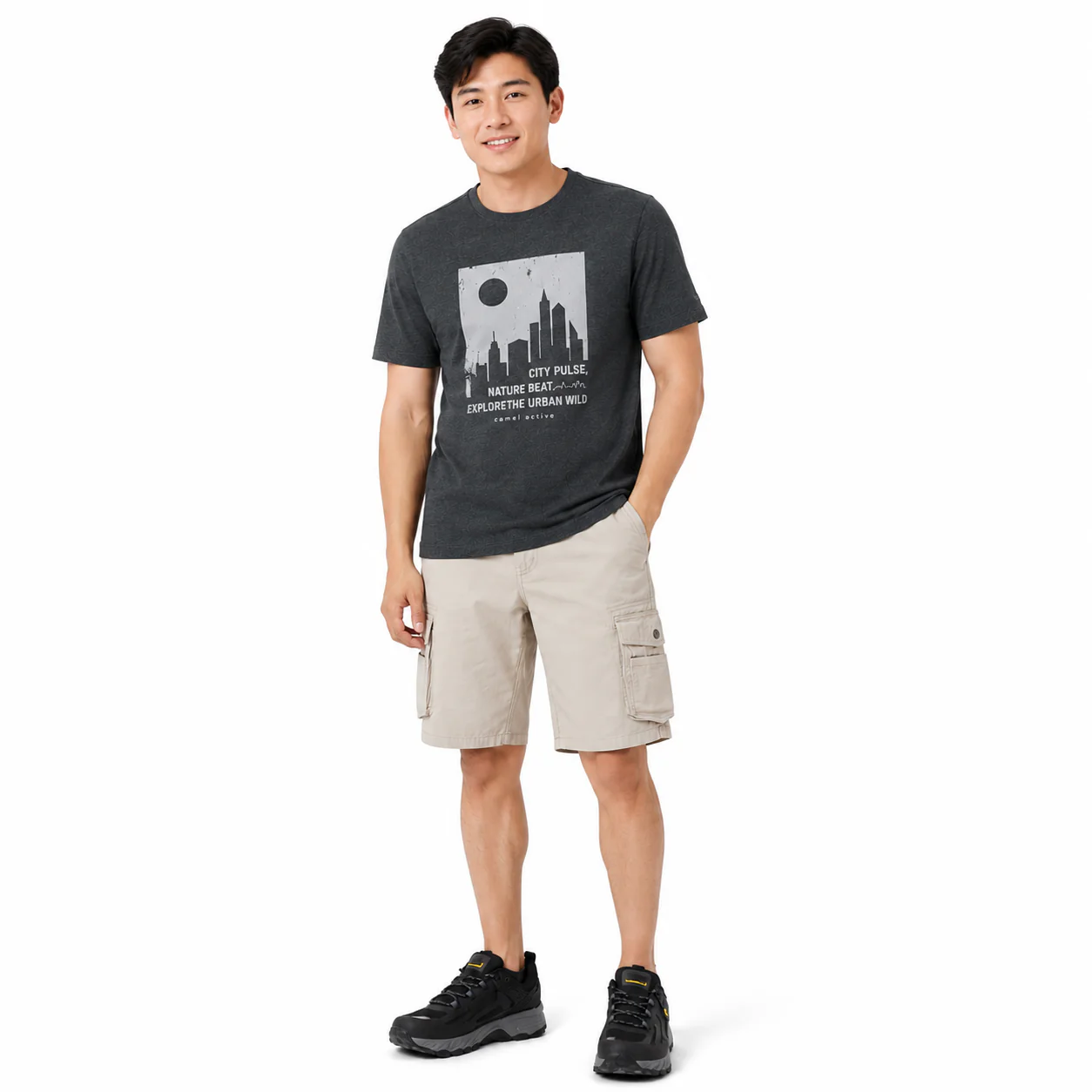 camel active Men's Regular Fit Cotton Poly Graphic Print T-Shirt - Multicolour 9-282Z26CRP2967 - Image 2