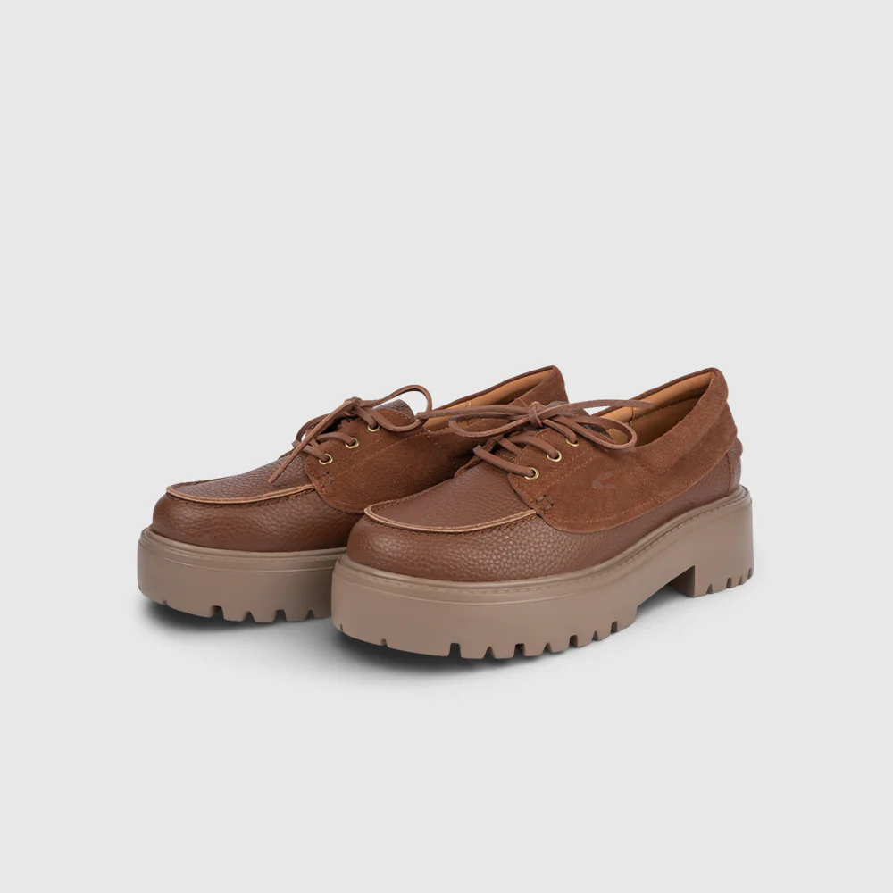 camel active Women Farah Lace-Up Chunky Heeled Loafer -752502-DZ01SV-32-D.BROWN - Image 3