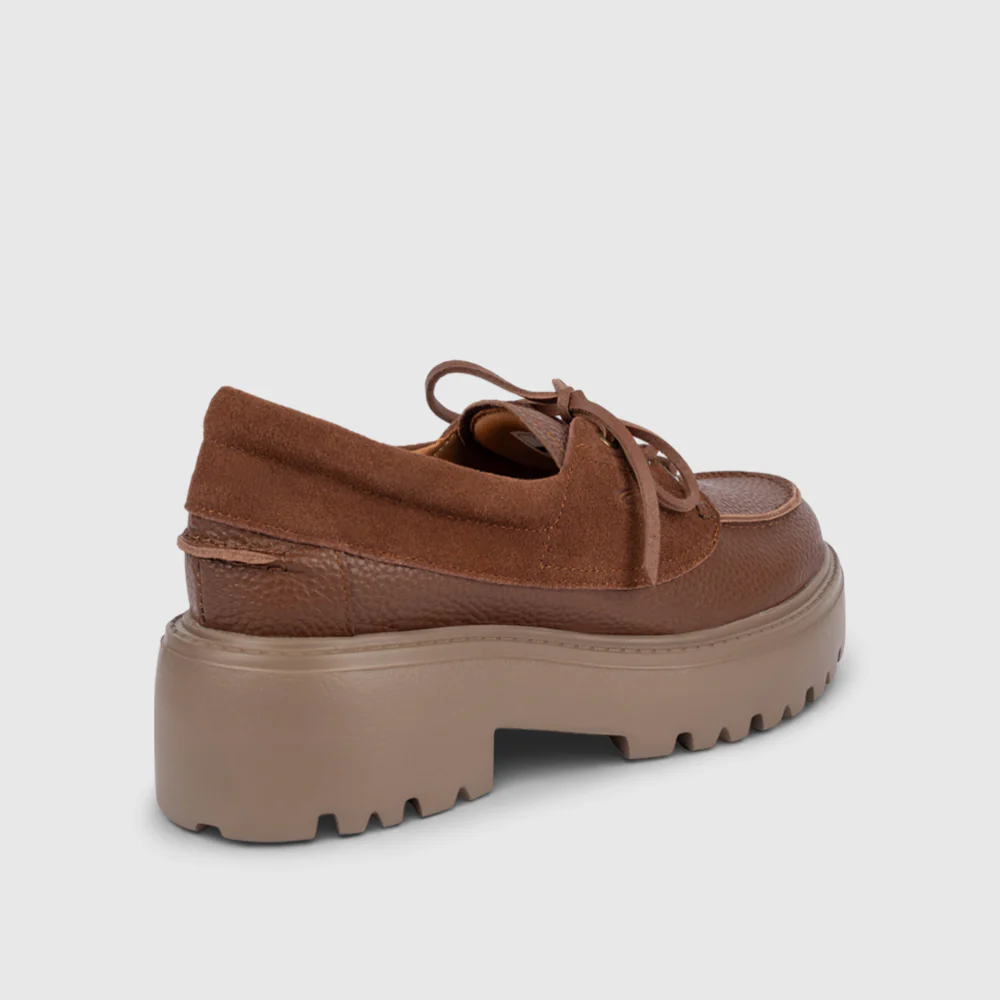 camel active Women Farah Lace-Up Chunky Heeled Loafer -752502-DZ01SV-32-D.BROWN - Image 4