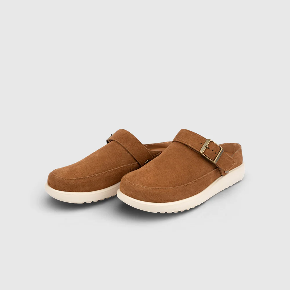 camel active Women Lacey Leather Comfort Clog Sandals -762505-DZ01SV-31-L.BROWN - Image 3