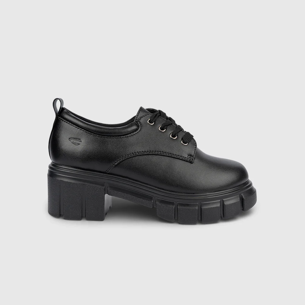 camel active Women Reese Lace-Up Chunky Heeled Shoes -722501-RI02SV-1-BLACK - Image 7