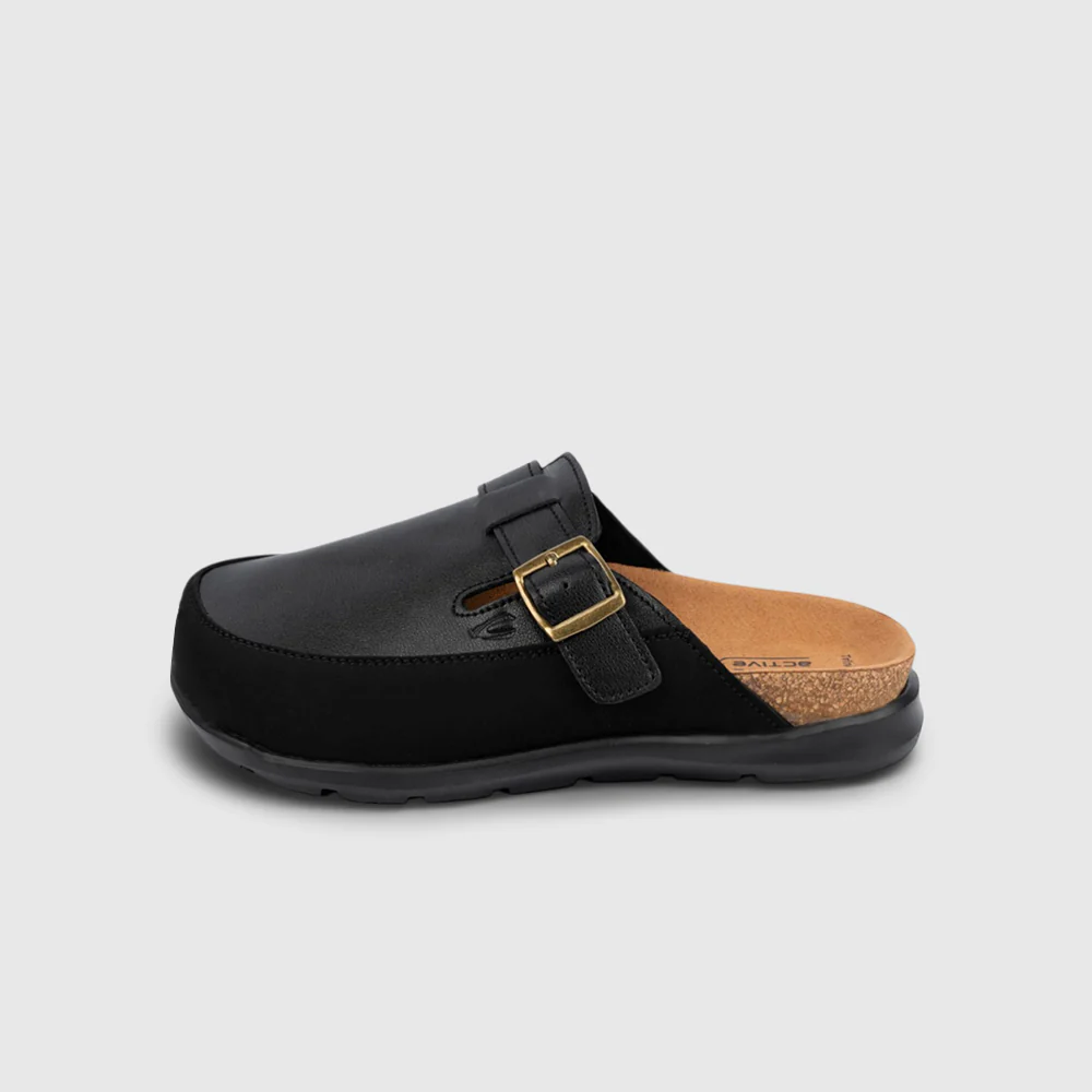 camel active Women Trinity 2 Leather Classic Clogs Sandals -752551-CV01SV-1-BLACK