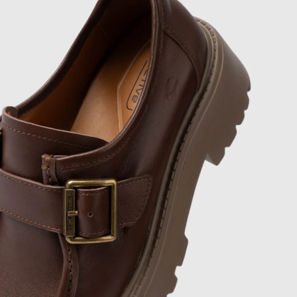 camel active Women Xiana Leather Chunky Heeled Loafers -752552-DZ01SV-33-COFFEE - Image 5