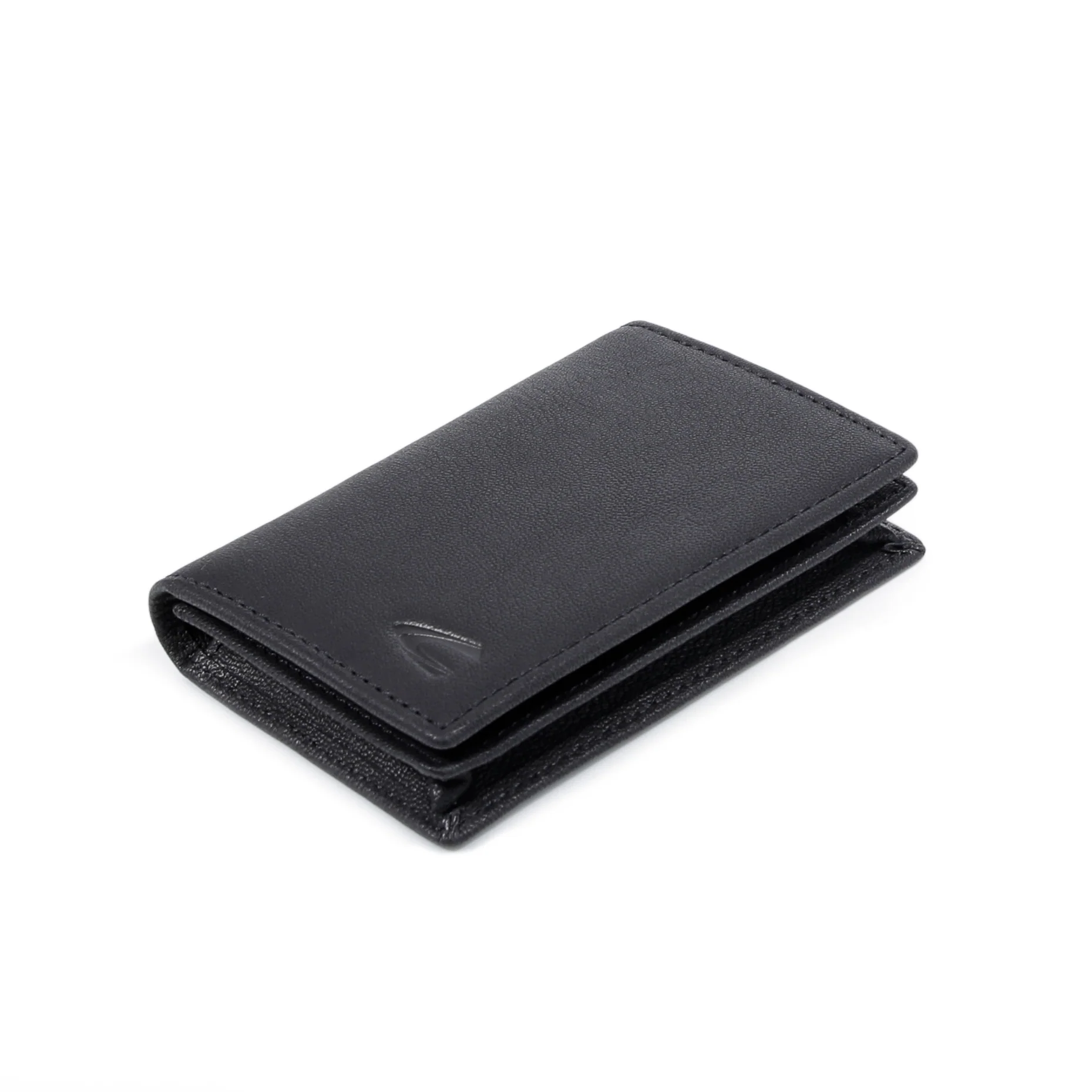Genuine Leather Card Holder 3 Card Compartments Grainy Finished Black - Image 6