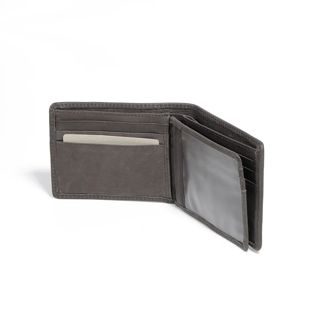 camel active Men's Genuine Cowhide Leather Bi Fold Wallet 9 Card Slots Drum Finished - Grey SBF9B08HBG9#GRY - Image 5
