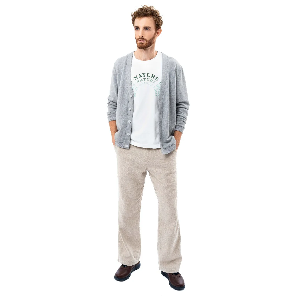 camel active Men V-Neck Cardigan - Regular Fit Comfy Cotton Poly Terry Light Grey Cardigan 290-AW23HF206 - Image 6