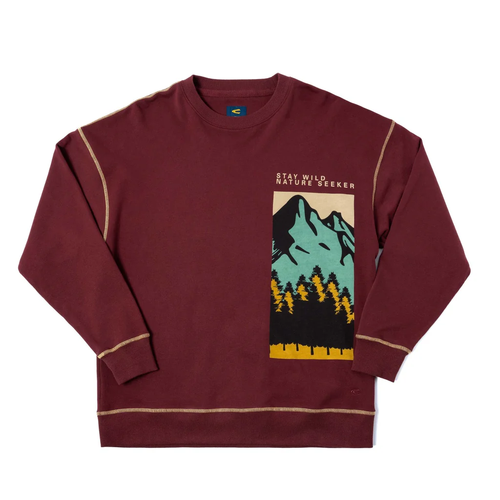 C by camel active Unisex Sweater - Oversized with Absorbent Cotton Terry Maroon Sweater 290-AW23CF208 - Image 7