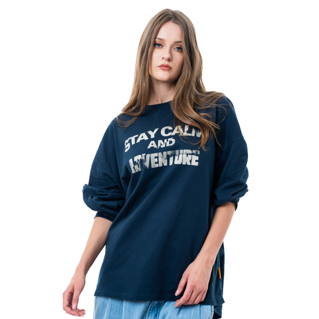 C by camel active Unisex Long Sleeve T-Shirt - Oversized Comfy Cotton Navy Blue Tee 290-SS23CF203 - Image 3