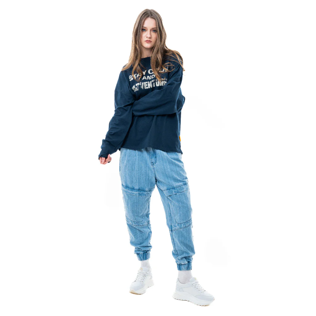 C by camel active Unisex Long Sleeve T-Shirt - Oversized Comfy Cotton Navy Blue Tee 290-SS23CF203 - Image 4
