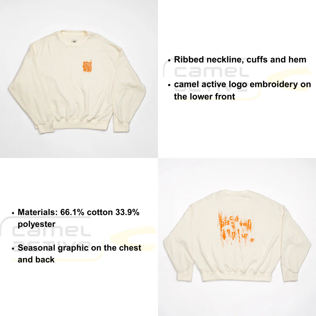 C by camel active Unisex Cropped Sweater - Oversized Cotton-Poly Blend Cream Sweater 290-Z25CF220 - Image 11
