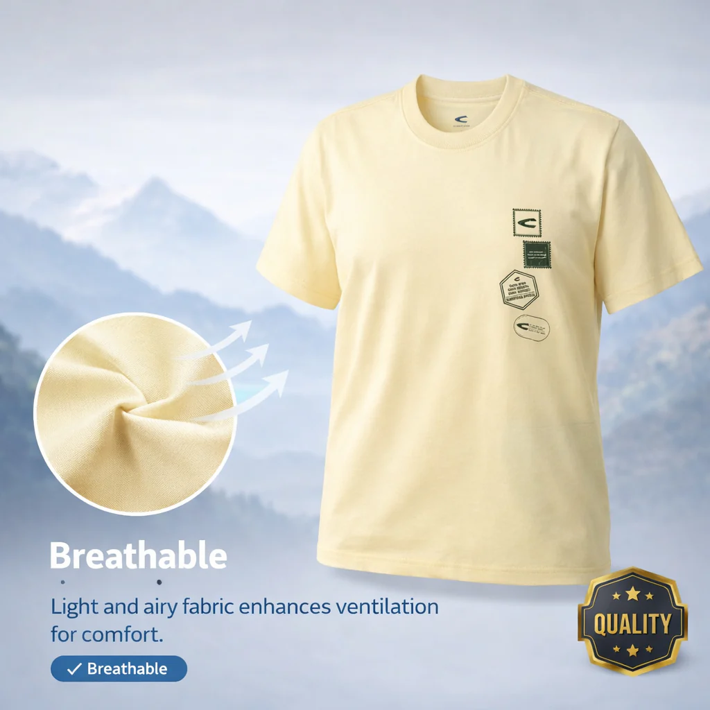 C by camel active Unisex Loose Fit Graphic T-Shirt - LT Yellow 282-X26C2936 - Image 3