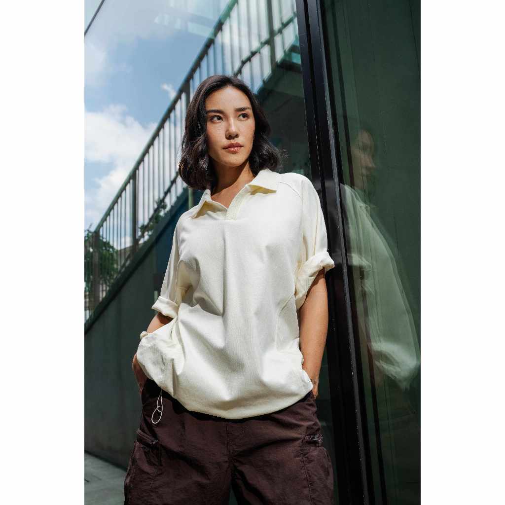 C by camel active Unisex Oversized Quick Dry Polo Shirt - Off White 280-X26C1194 - Image 2