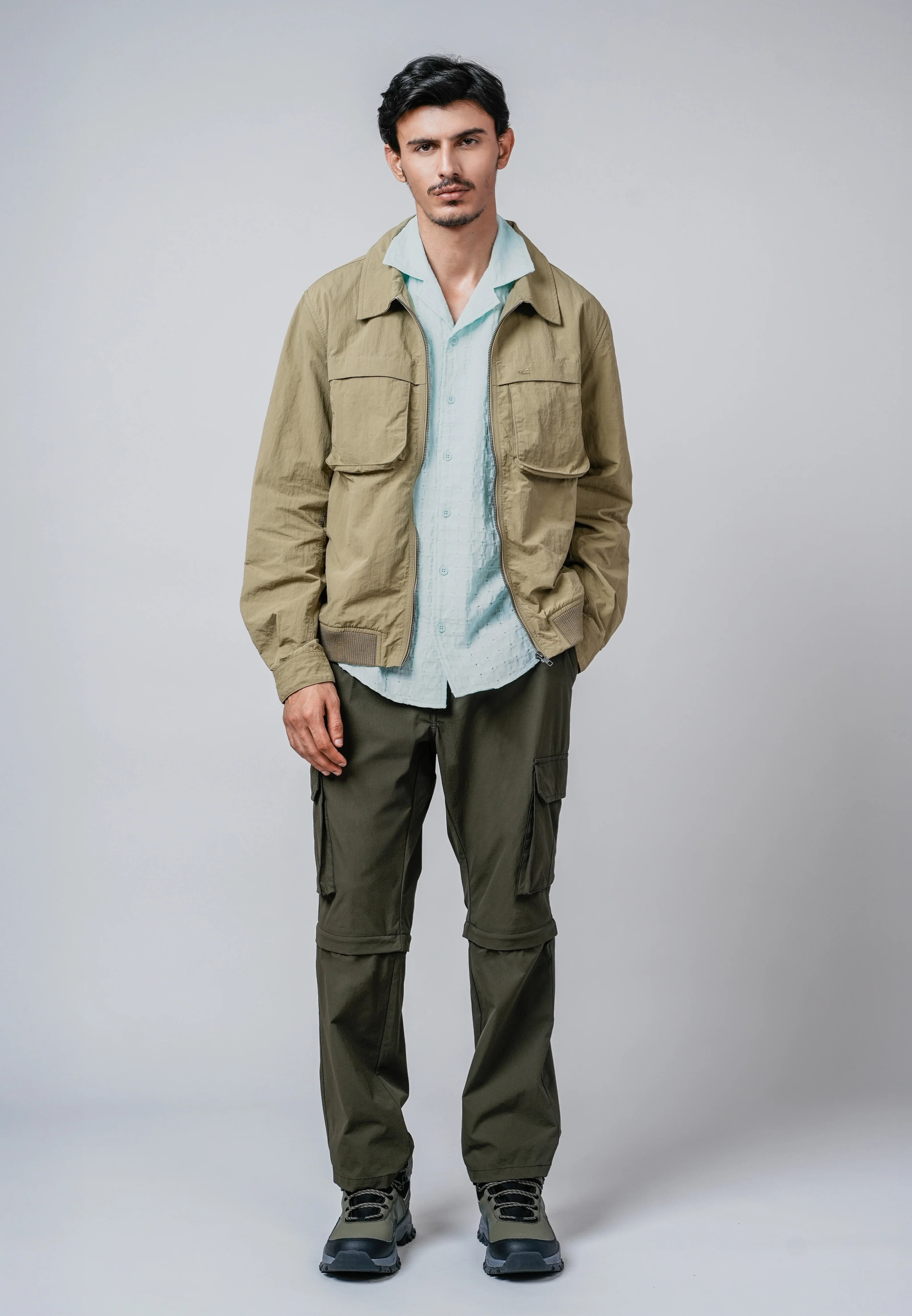 camel active Men Adaptable Cargo Pants - Regular Fit Nylon-Spandex Blend Dk Olive Long Pants  300-Z25H0936 - Image 2