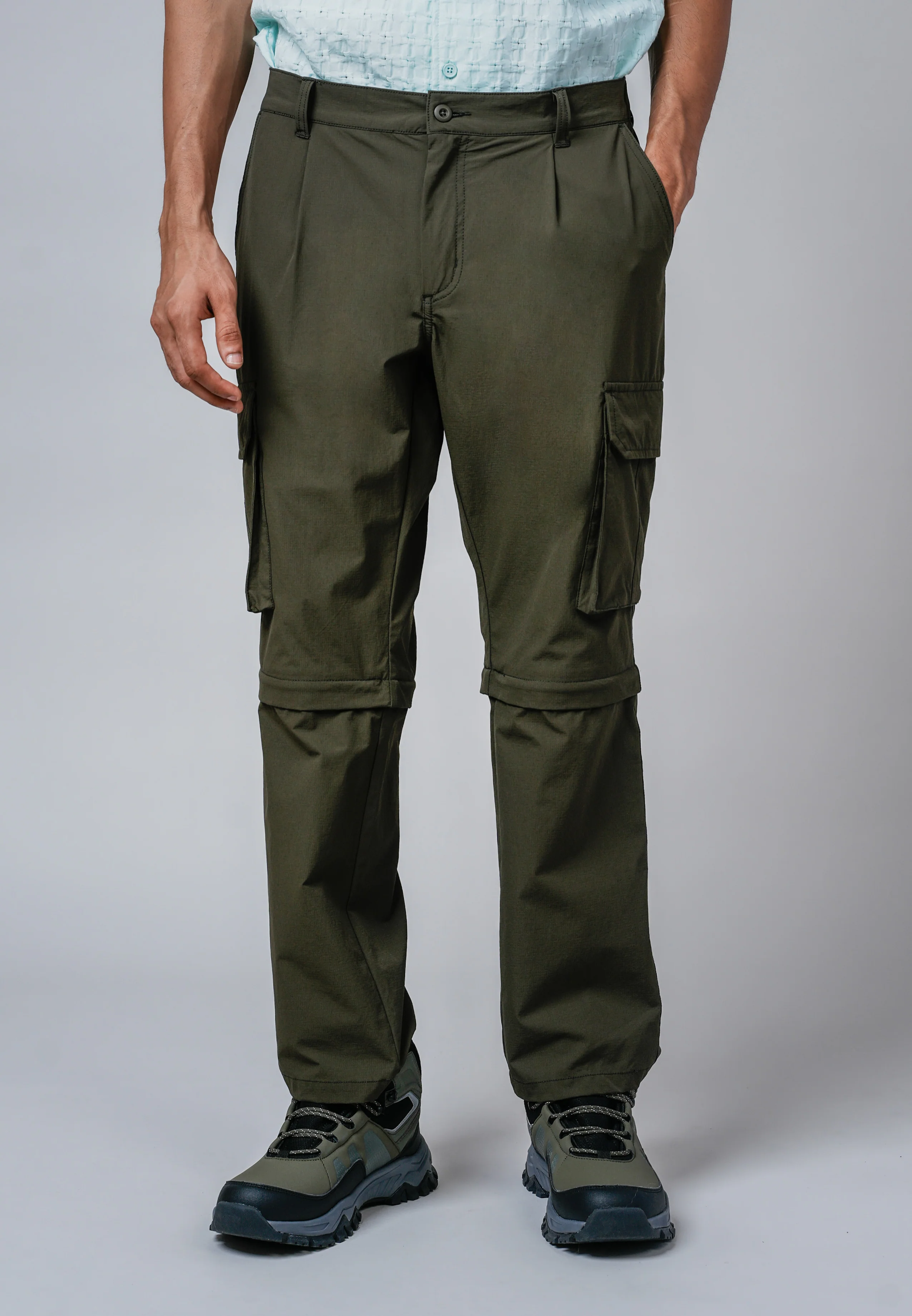 camel active Men Adaptable Cargo Pants - Regular Fit Nylon-Spandex Blend Dk Olive Long Pants  300-Z25H0936 - Image 3