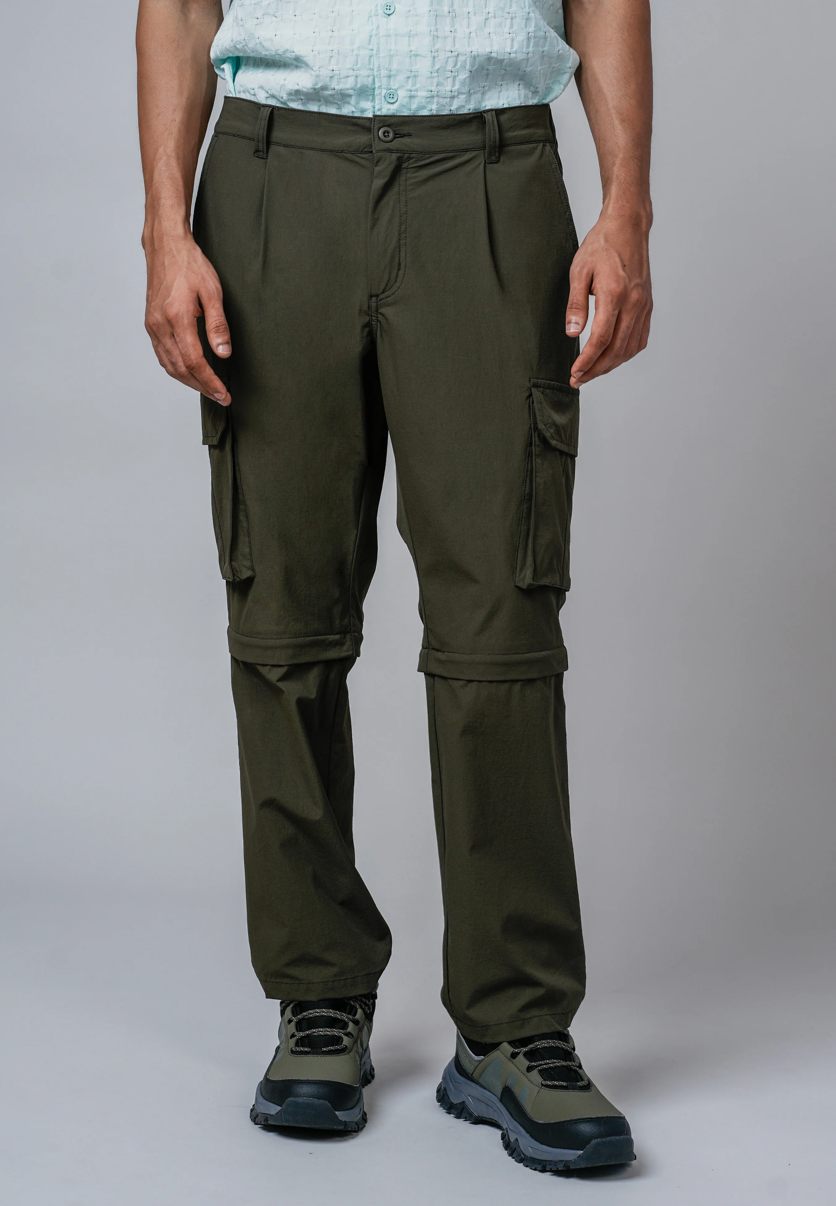 camel active Men Adaptable Cargo Pants - Regular Fit Nylon-Spandex Blend Dk Olive Long Pants  300-Z25H0936 - Image 4