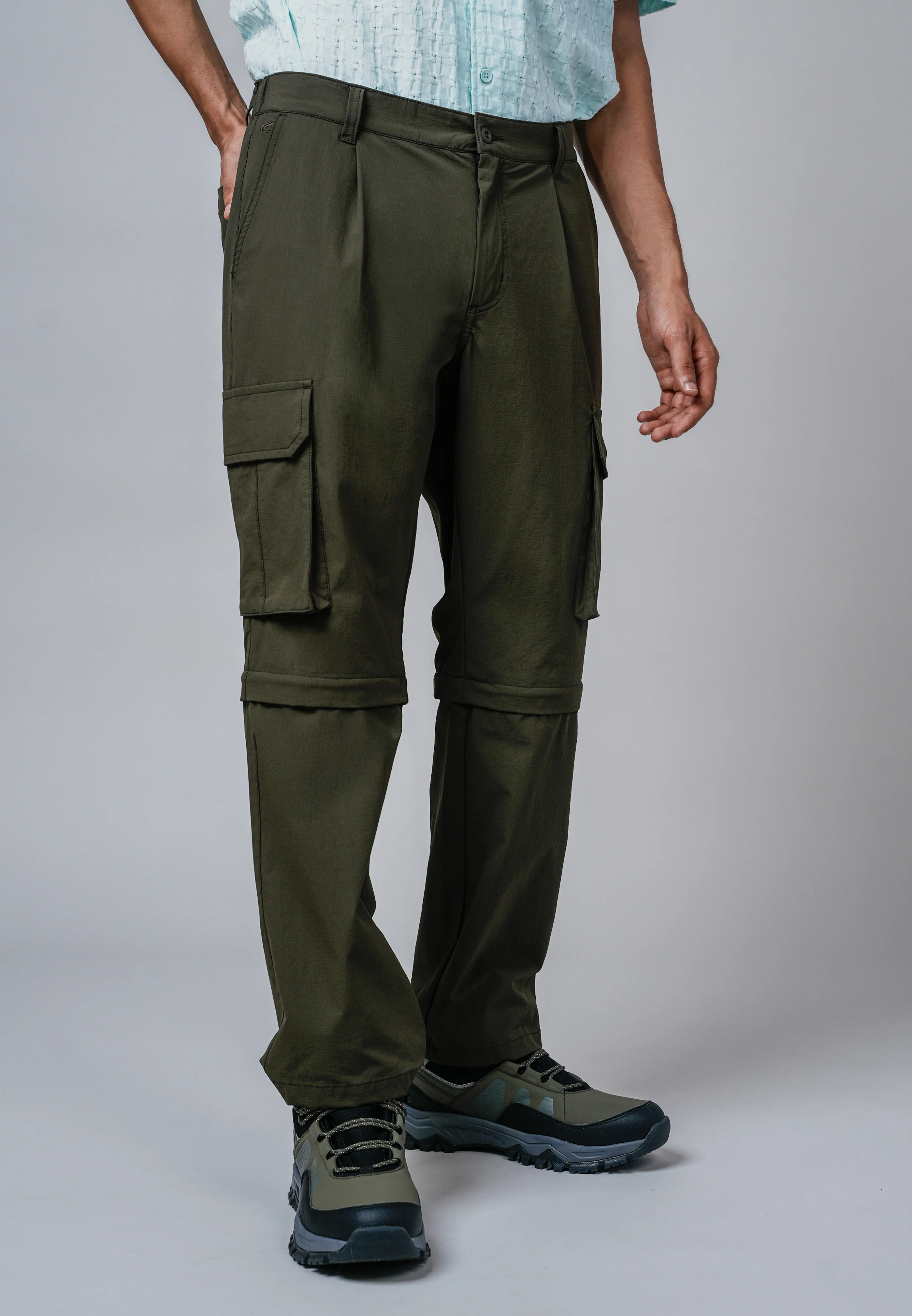camel active Men Adaptable Cargo Pants - Regular Fit Nylon-Spandex Blend Dk Olive Long Pants  300-Z25H0936 - Image 6