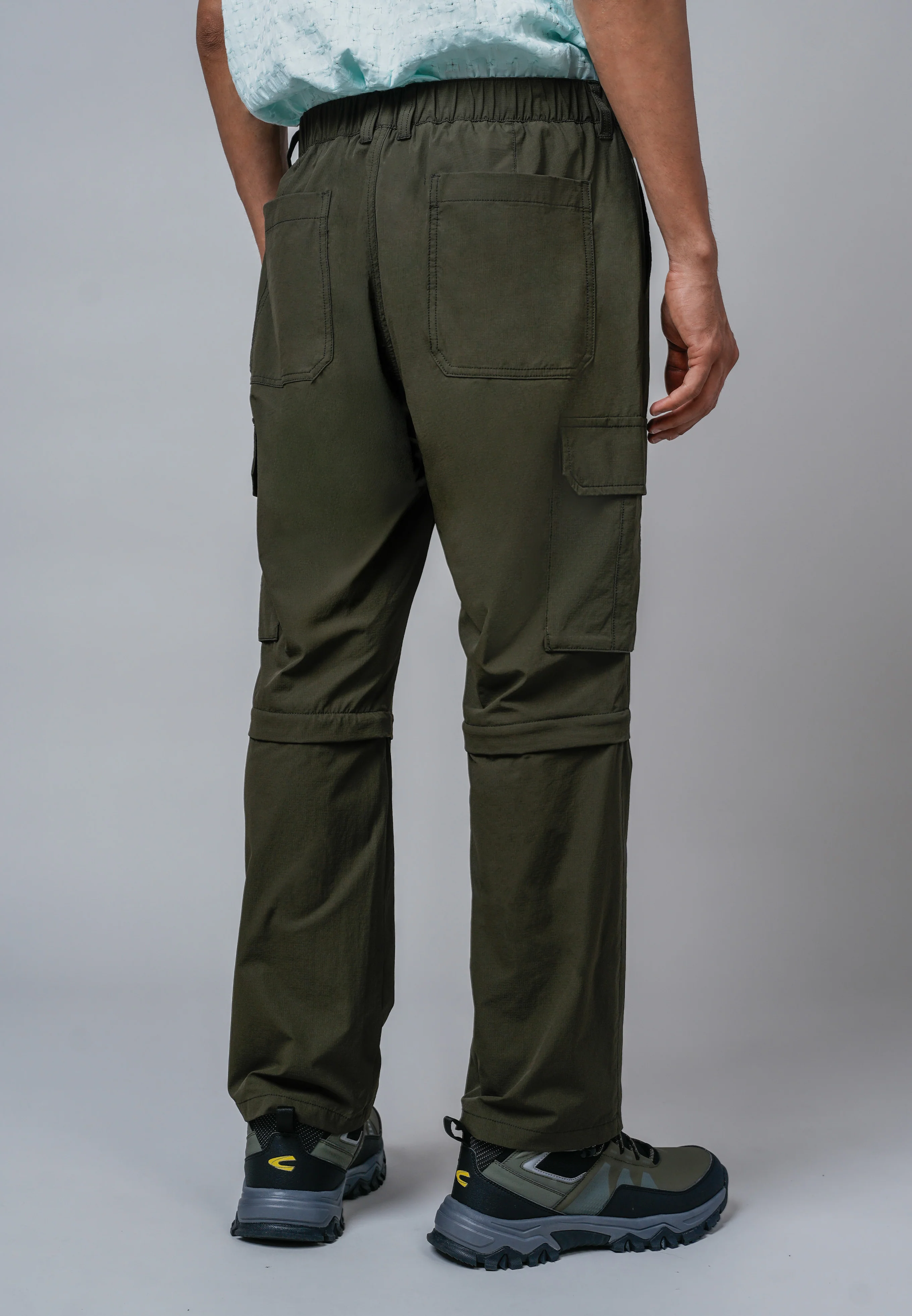 camel active Men Adaptable Cargo Pants - Regular Fit Nylon-Spandex Blend Dk Olive Long Pants  300-Z25H0936 - Image 7