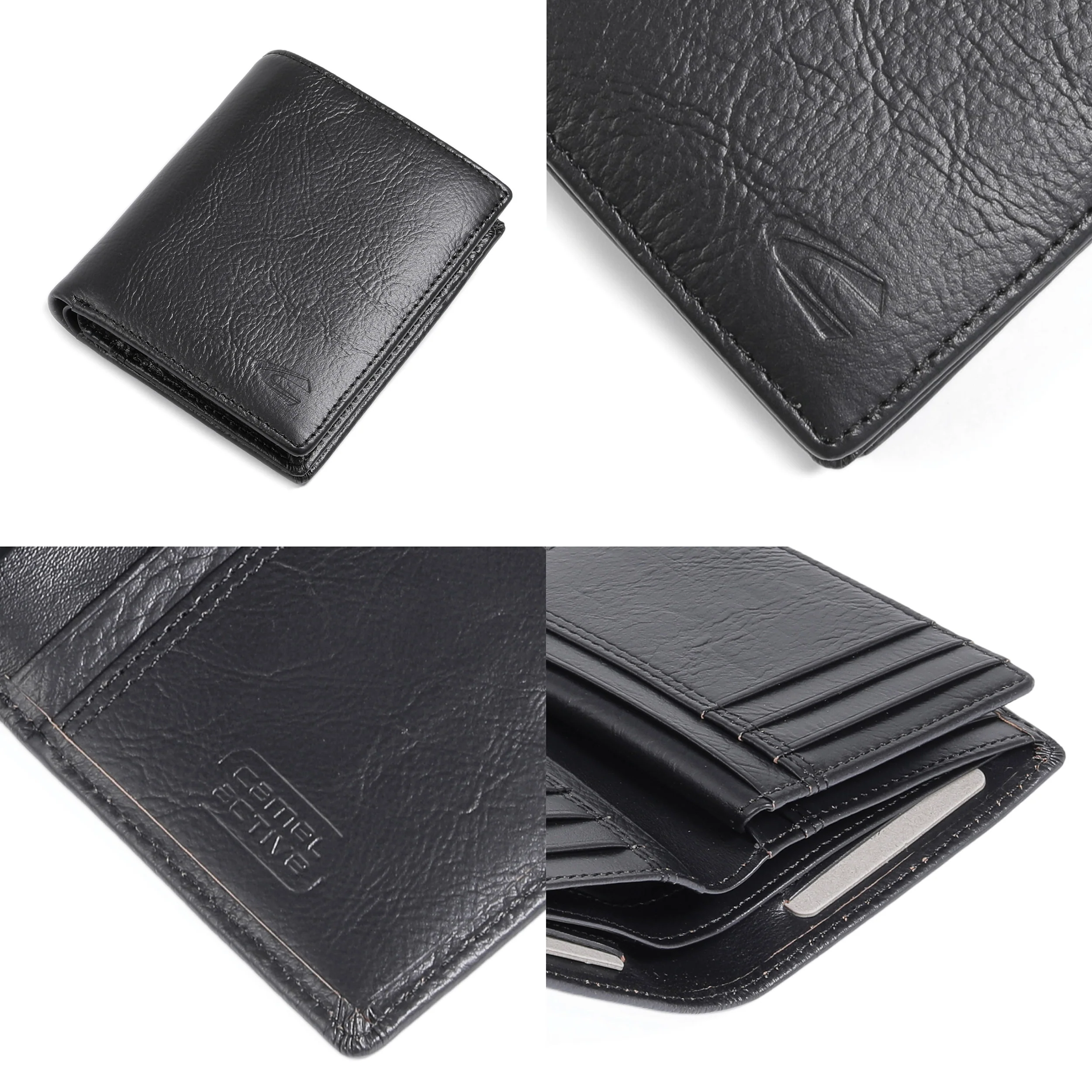 camel active Men Bi Fold Wallet Leather 10 Card Compartments Grainy Finished Black VWF6B10GY6#BLK - Image 7