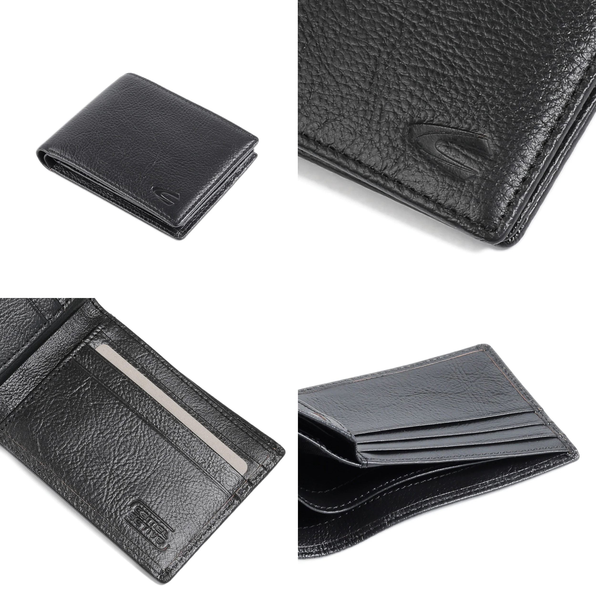 camel active Men Bi Fold Wallet Leather 9 Card Compartments Grainy Finished Black SBF6B05GY6#BLK - Image 10