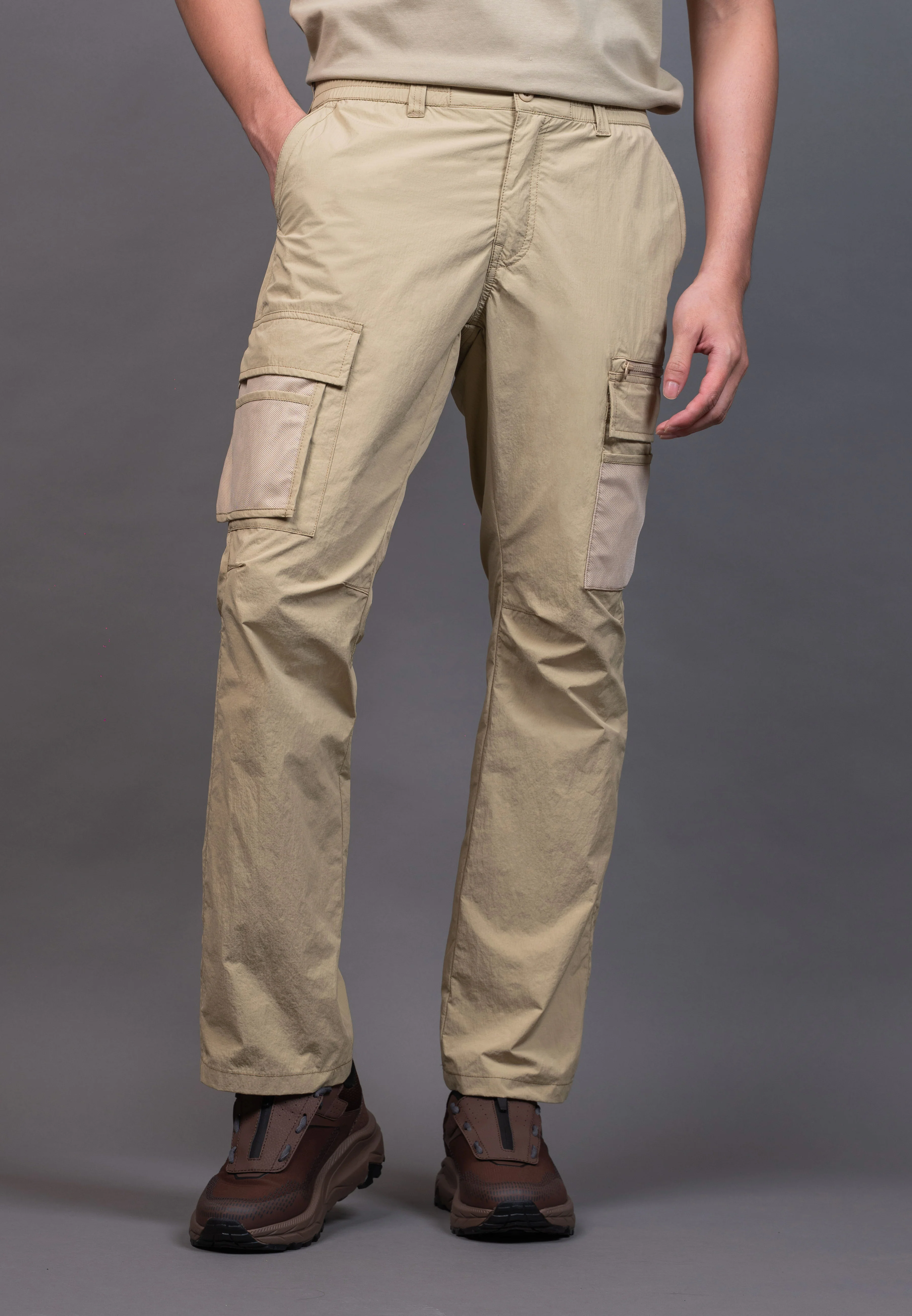 camel active Men Regular Cargo Pants with Multiple-pocket in Mid Curry Performance Nylon 300-X26H0941