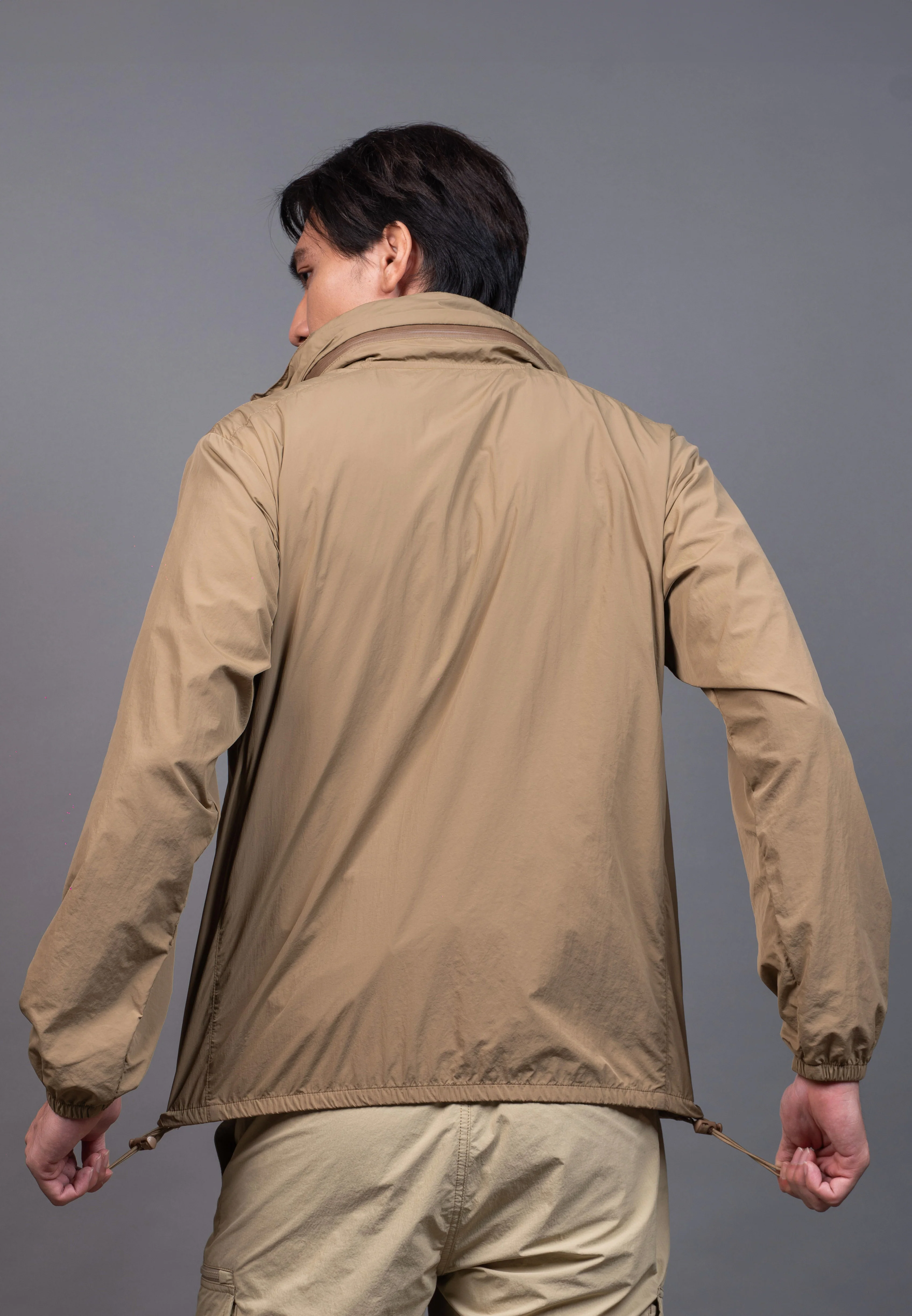 camel active Men Regular Fit Packable Lightweight Jacket in Khaki Performance Nylon 600-X26H0273 - Image 10