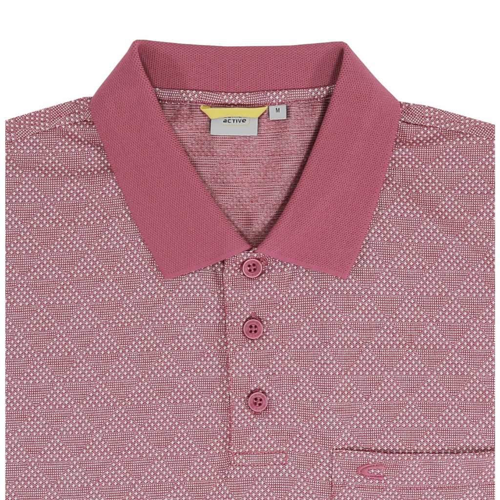 camel active Men Polo Shirt - Regular Fit Cotton Poly Jacquard Red Polo-T 9-280X26JAC1186 - Image 3