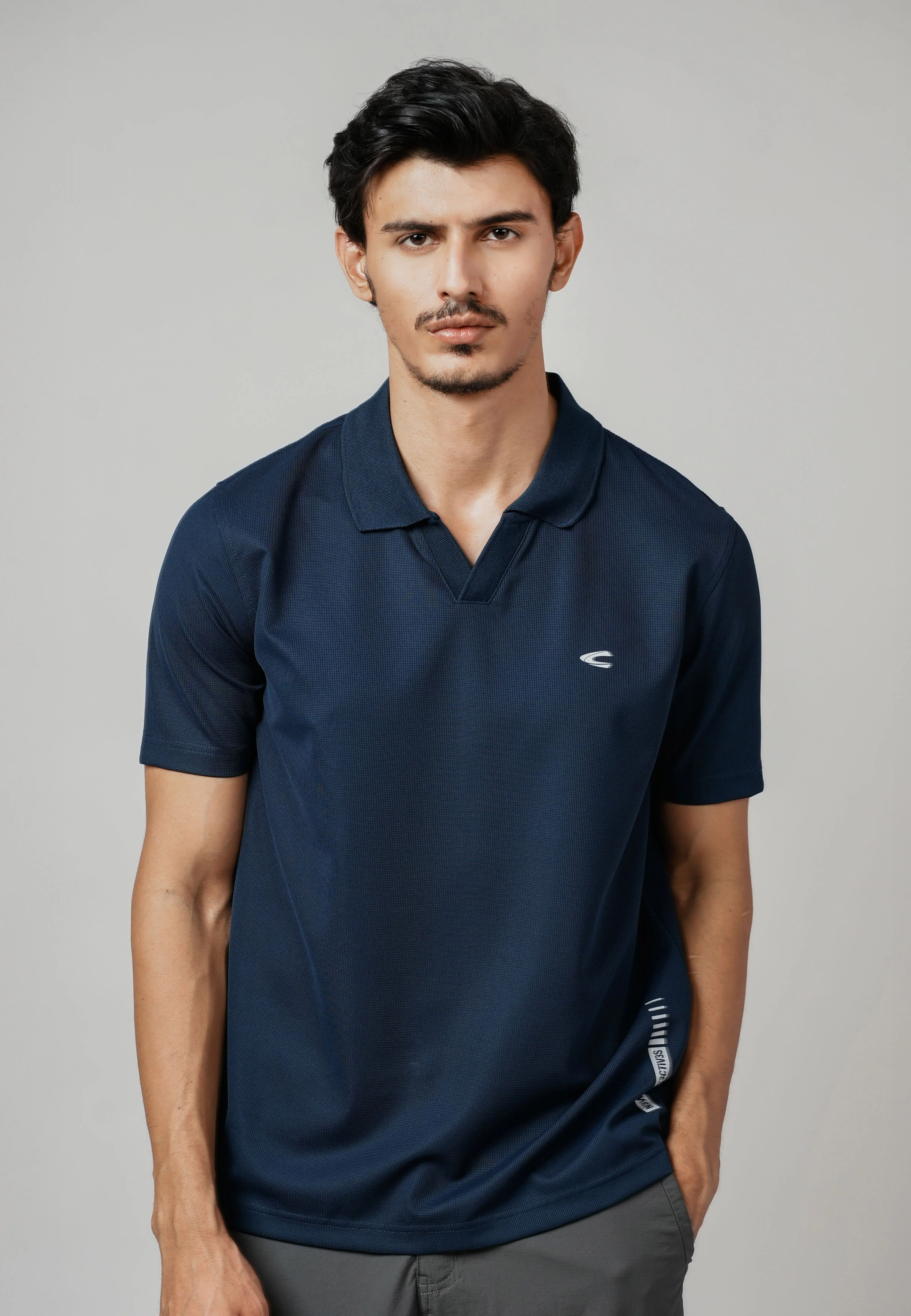 camel active Men Polo Shirt - Regular Fit Nylon-Spandex Blend Dark Navy Polo-T 280-Z25H1180 - Image 2