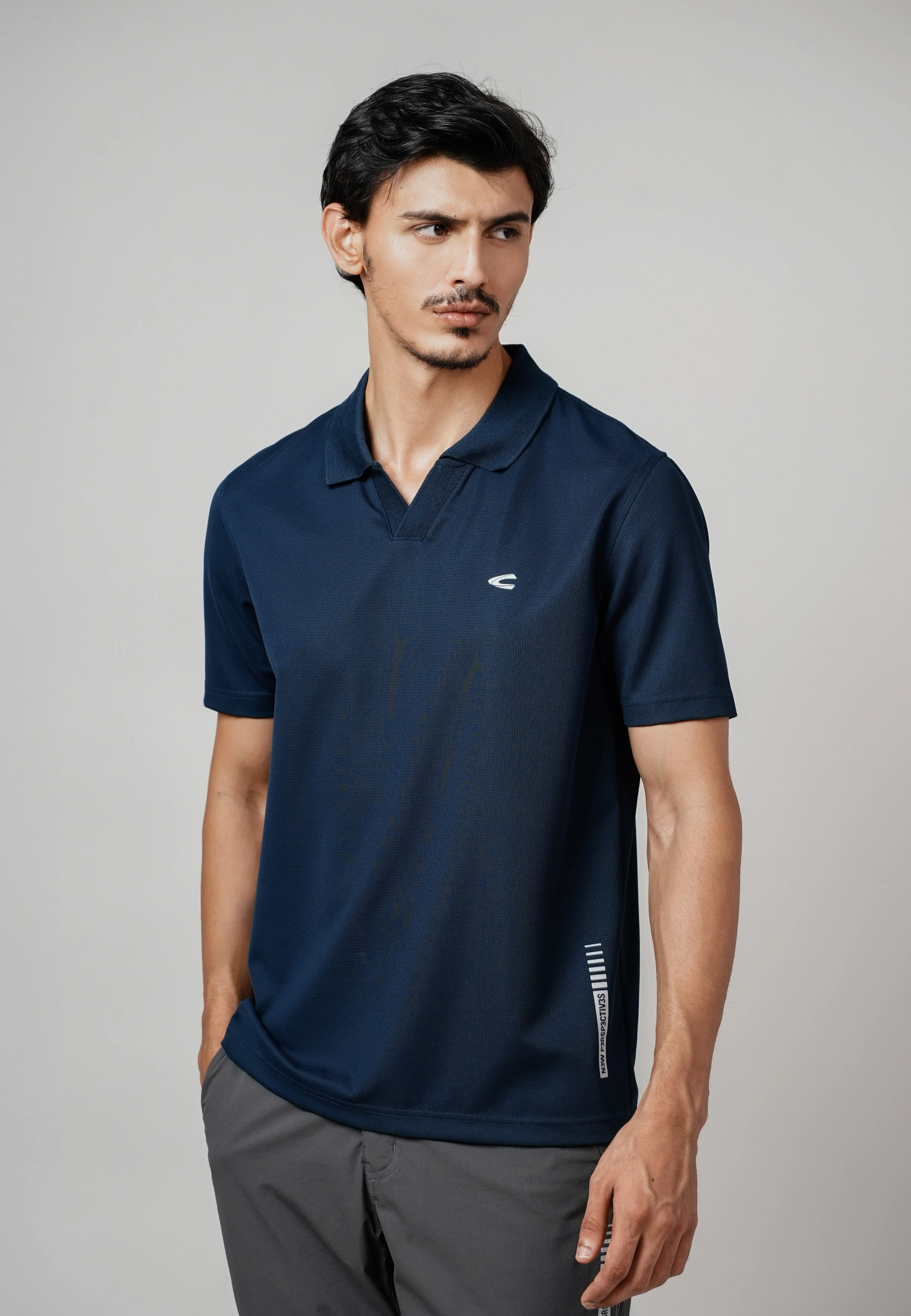camel active Men Polo Shirt - Regular Fit Nylon-Spandex Blend Dark Navy Polo-T 280-Z25H1180 - Image 3