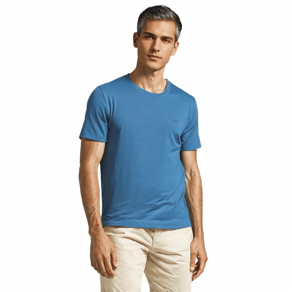 camel active Men Round Neck T-Shirt - Regular Fit 100% Cotton Multicolours Tee 9-282Y21CR2703 - Image 2