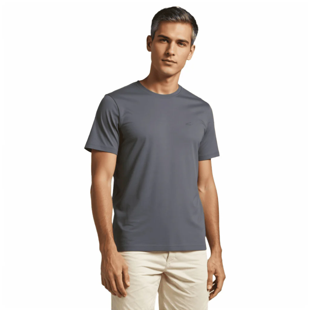 camel active Men Round Neck T-Shirt - Regular Fit 100% Cotton Multicolours Tee 9-282Y21CR2703 - Image 3