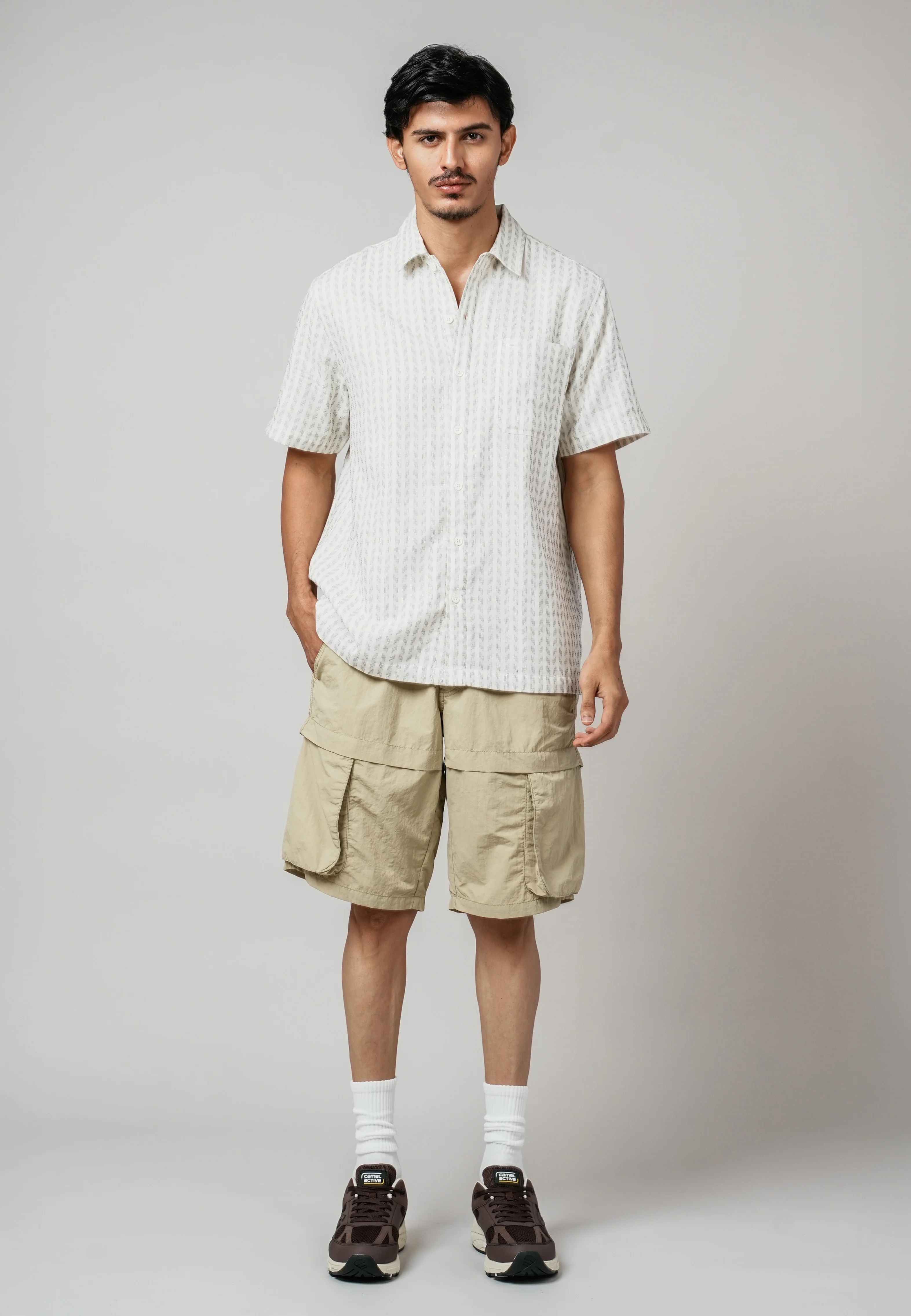 camel active Men Short Sleeve Shirt - Regular Fit Cotton Dobby Martini Olive Shirt 102-Z25H1877 - Image 2