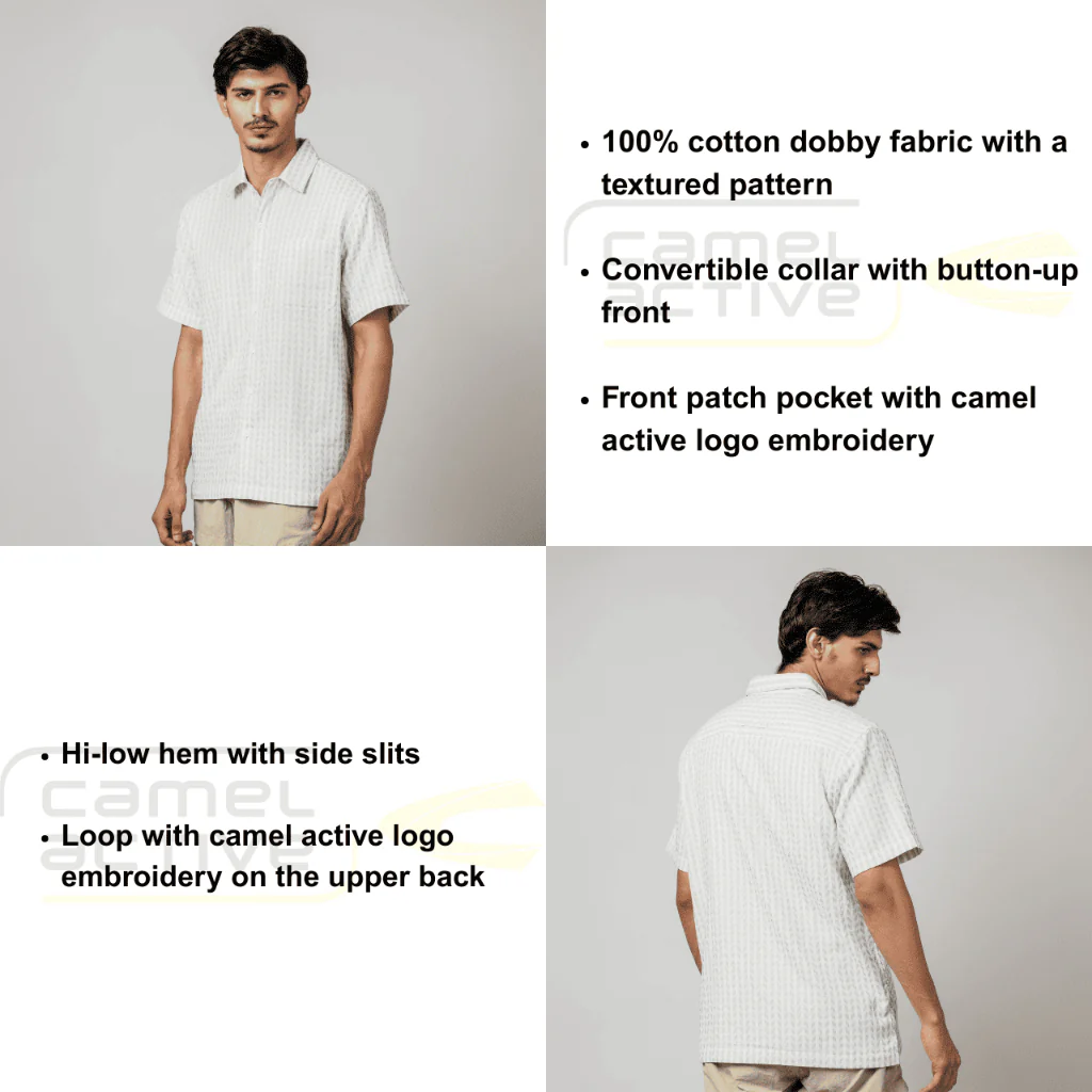 camel active Men Short Sleeve Shirt - Regular Fit Cotton Dobby Martini Olive Shirt 102-Z25H1877 - Image 5