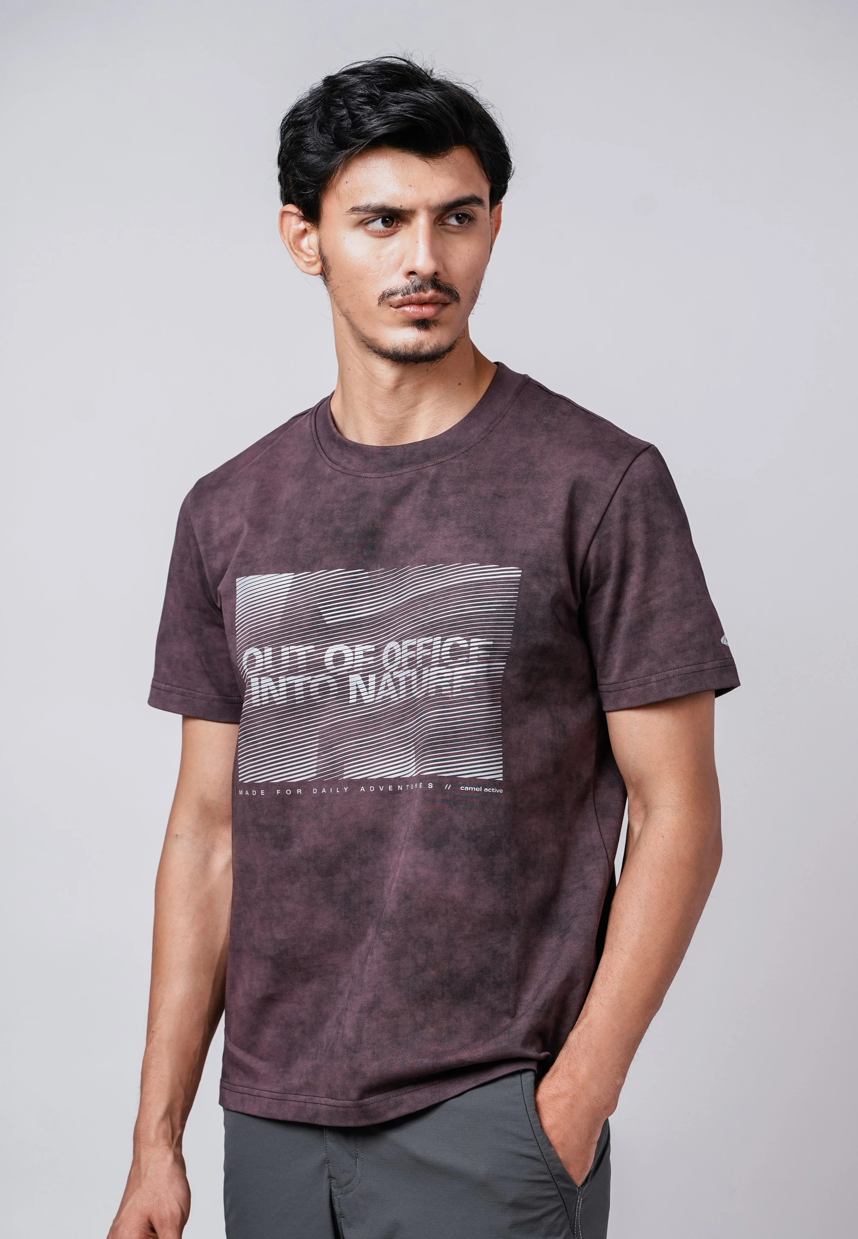 camel active Men T-Shirt - Regular Fit Combed Cotton Sparrow Vintage Wash Tee 282-Z25H2914 - Image 2