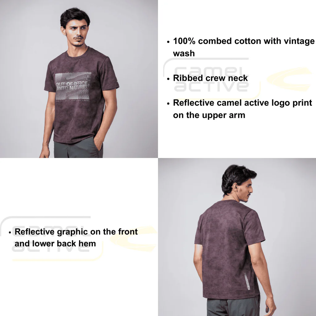 camel active Men T-Shirt - Regular Fit Combed Cotton Sparrow Vintage Wash Tee 282-Z25H2914 - Image 4