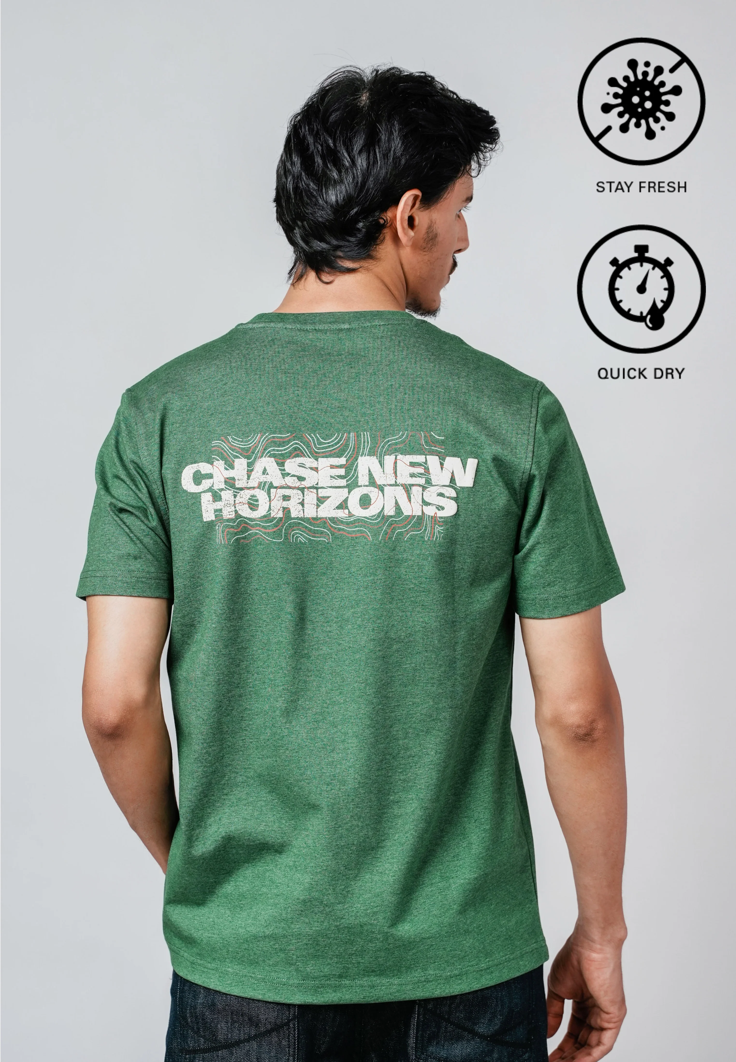 camel active Men T-Shirt - Regular Fit Cotton-Poly Blend Green Tee 282-Z25H2912