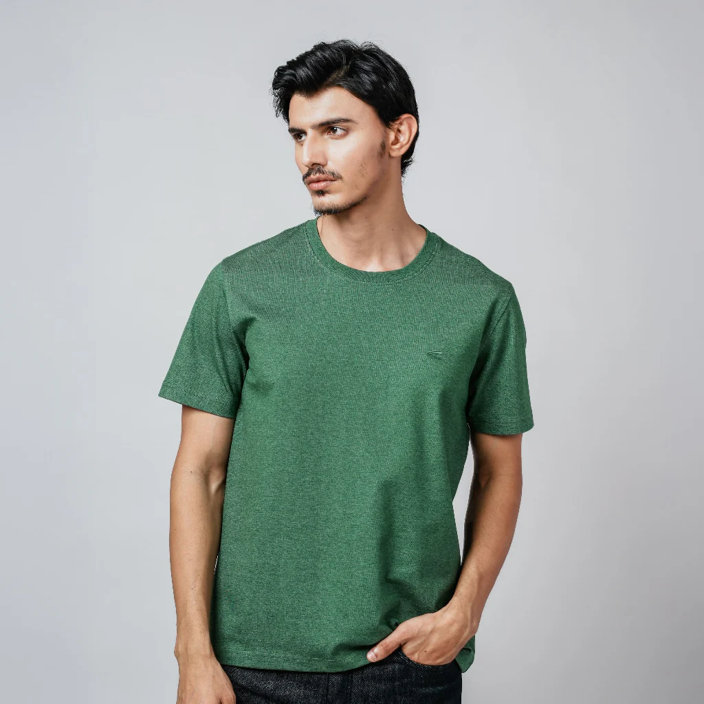 camel active Men T-Shirt - Regular Fit Cotton-Poly Blend Green Tee 282-Z25H2912 - Image 3