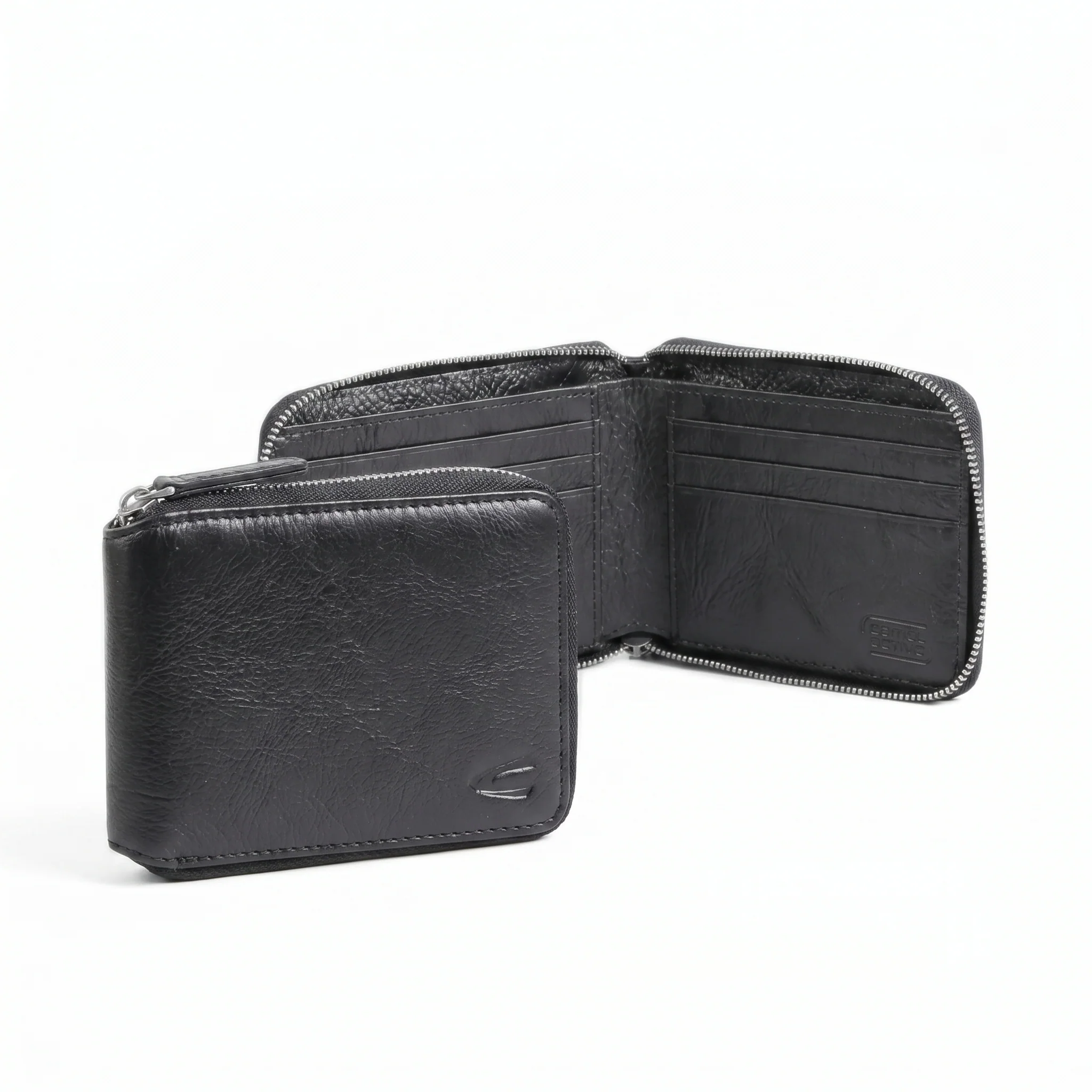 camel active Men Zip Bi Fold Wallet Leather 6 Card Compartments Grainy Finished Black ZSW6B08GY6#BLK - Image 7