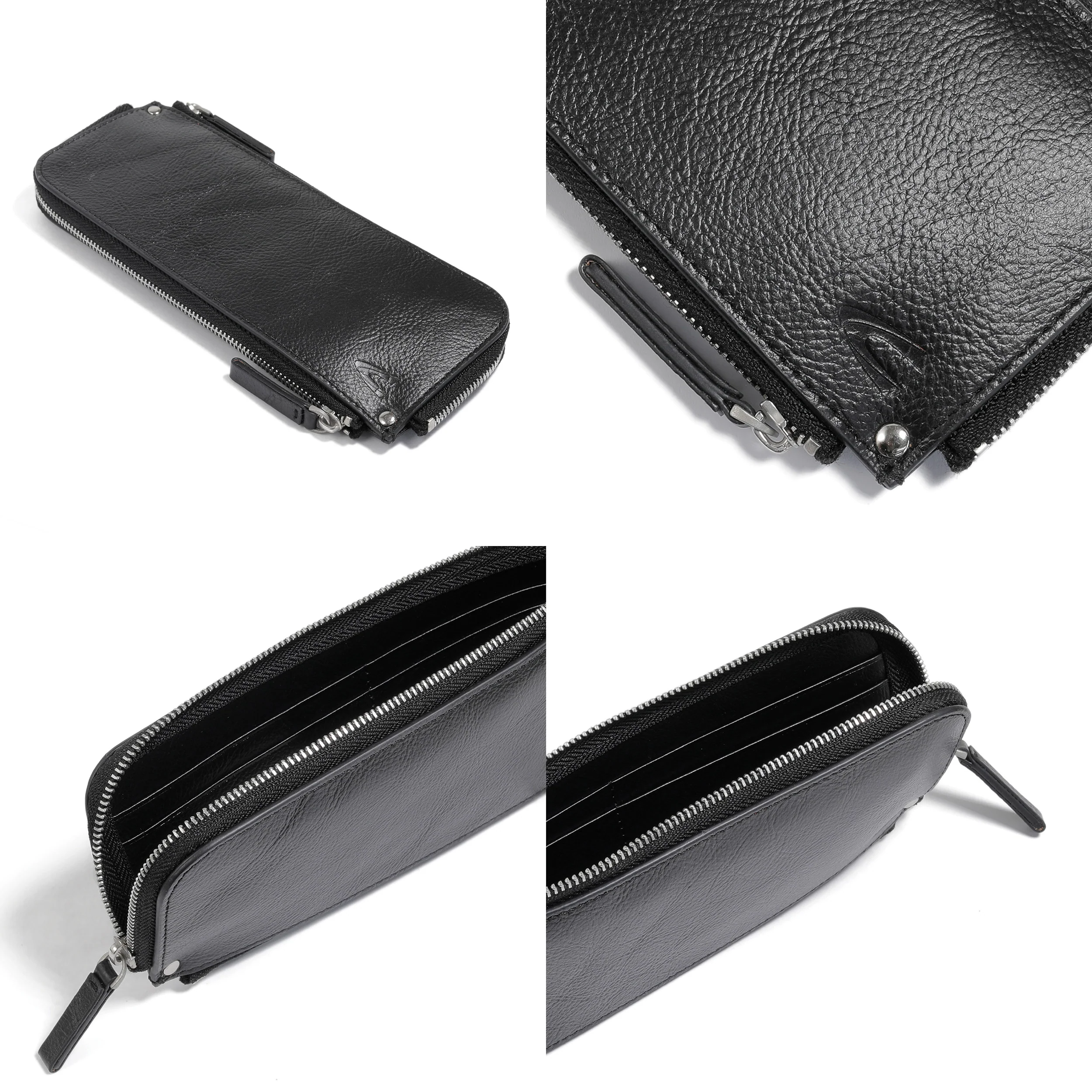 camel active Men Zip Long Wallet Leather 8 Card Compartments Grainy Finished Black ZLW6B07GY6#BLK - Image 5