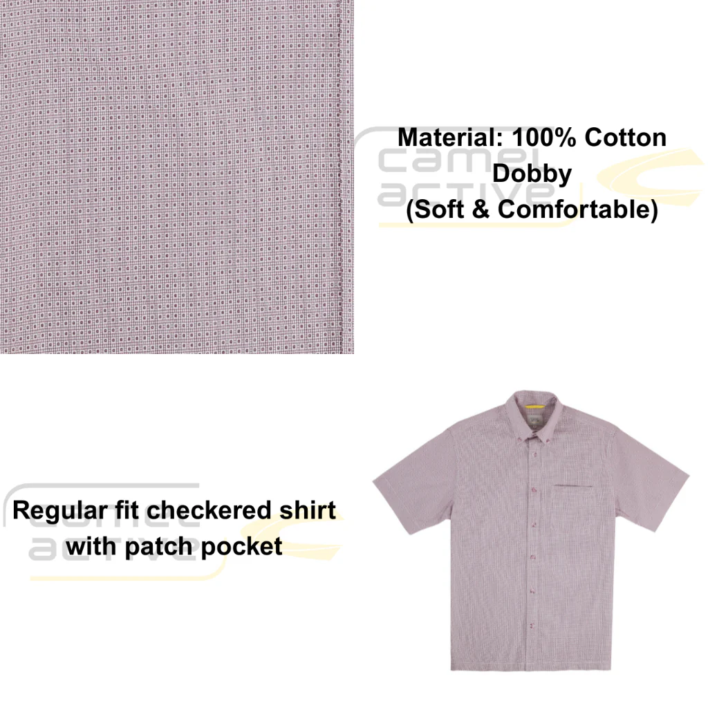 camel active Men's Breathable Comfort Regular Fit Classic Checkered Shirt Red 9-102X26DBY1888 - Image 4